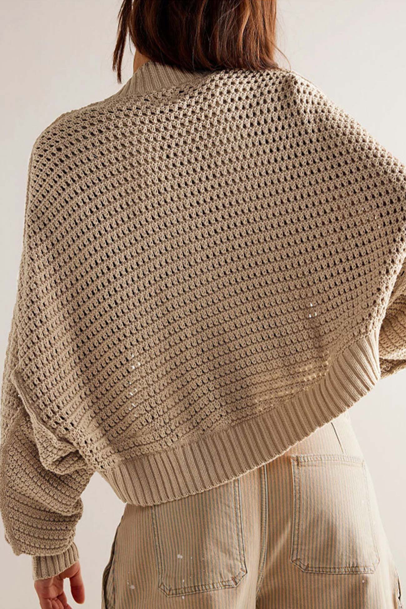 Women's open front bat sleeve knit cardigan