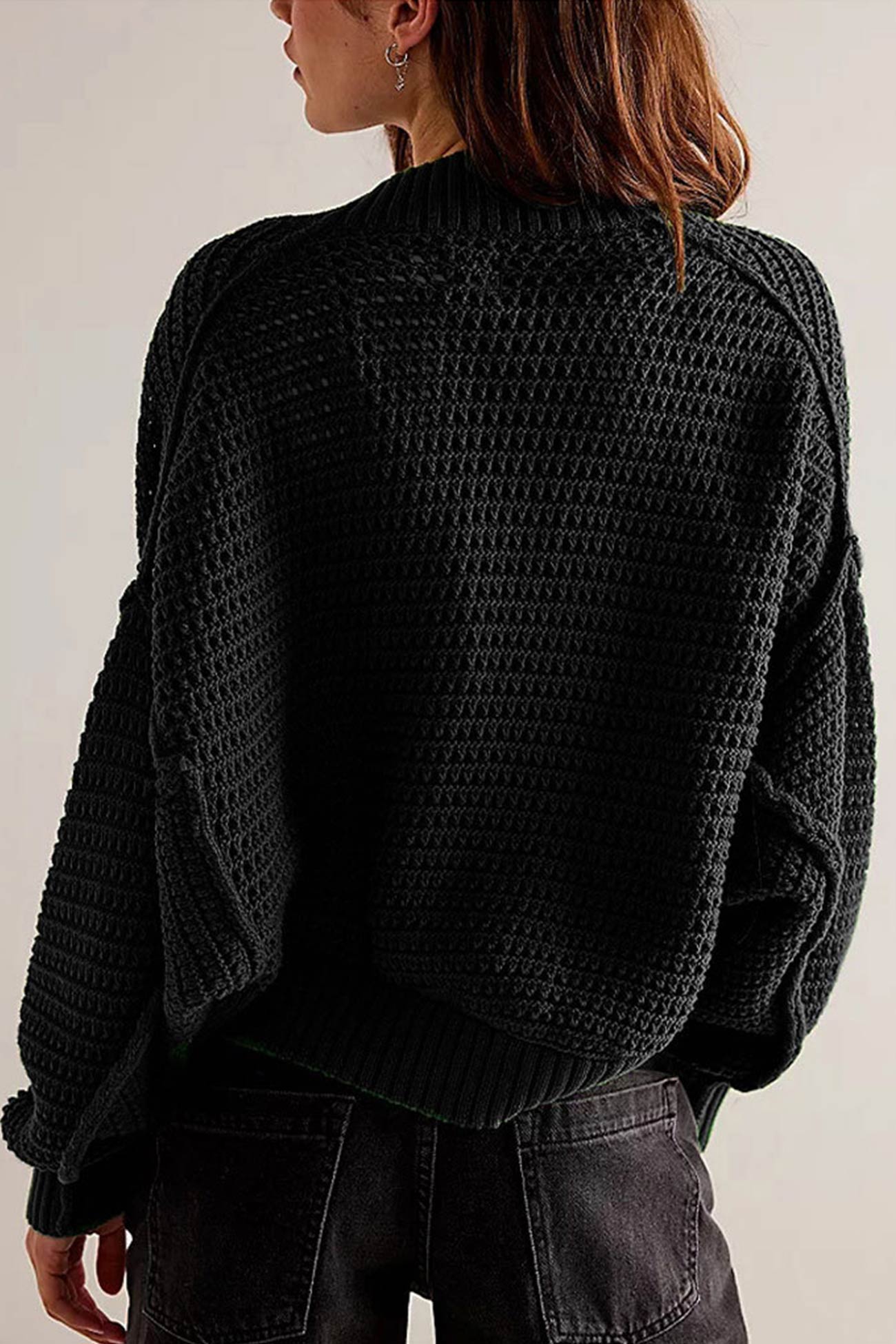 Women's open front bat sleeve knit cardigan
