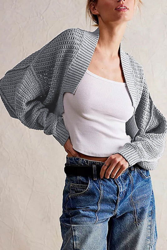 Bat Sleeve Knit Open Front Cardigan