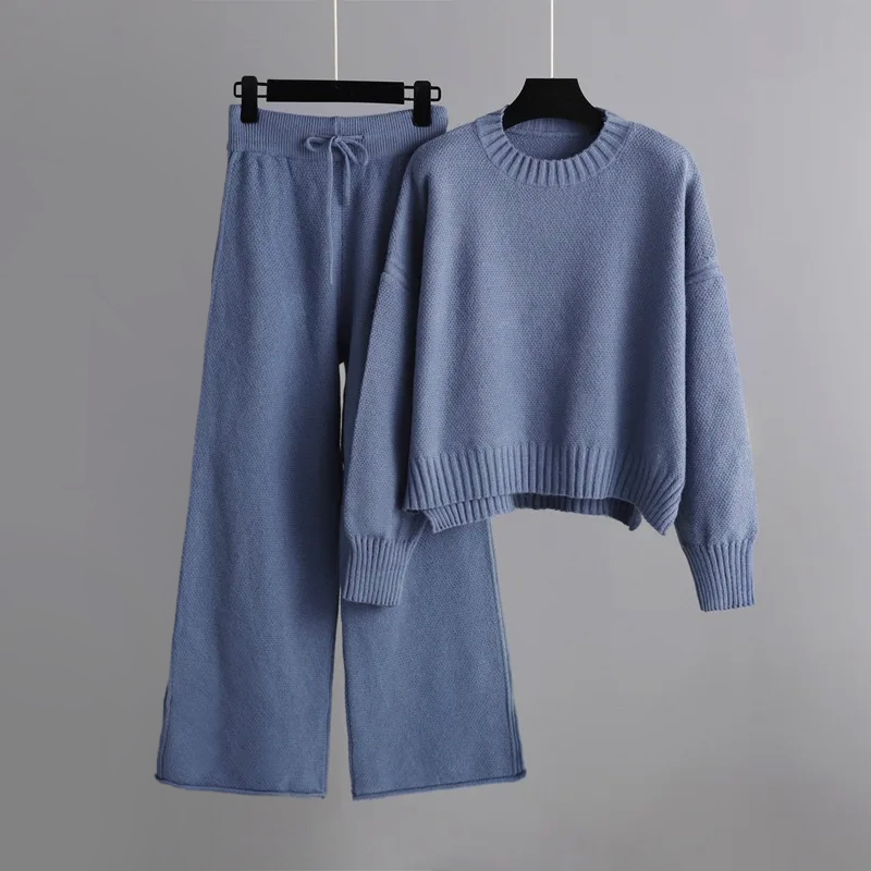 Olga - 2-Piece Cozy Set - Soft Knit Sweater and Wide-Leg Pants for Relaxed Comfort