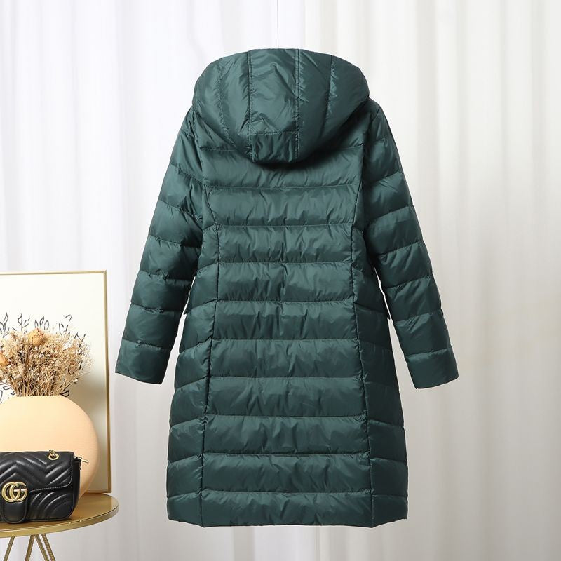 Reversible hooded down winter jacket for women