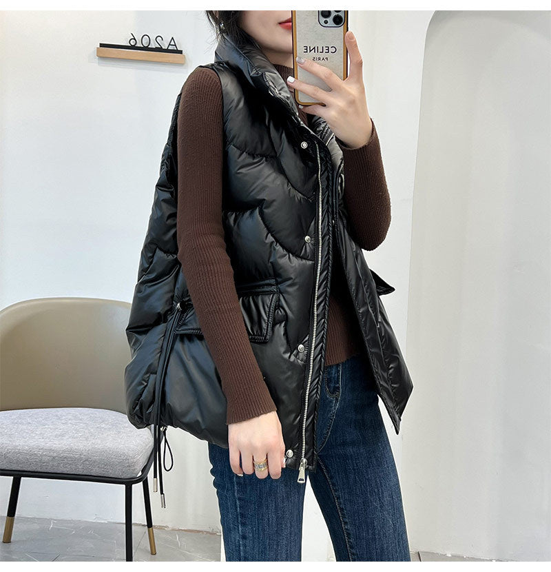 Shiny down vest for women