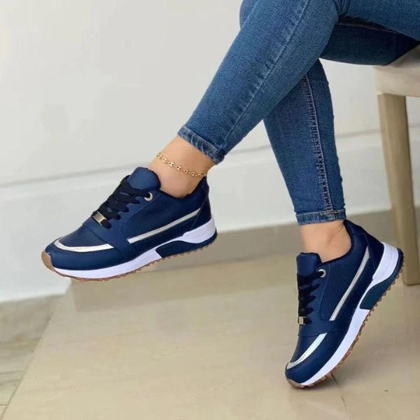 Women's Sneakers - Breathable Fabric - Cushioned Sole - Stylish Lace-Up Casual Wear