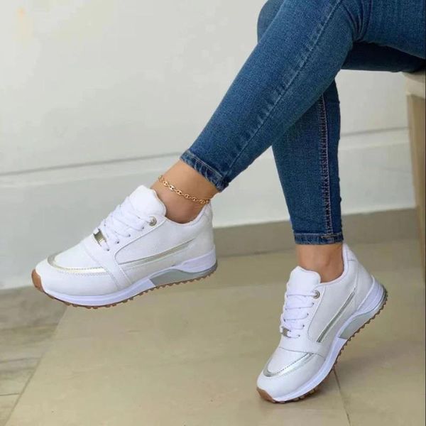 Women's Sneakers - Breathable Fabric - Cushioned Sole - Stylish Lace-Up Casual Wear