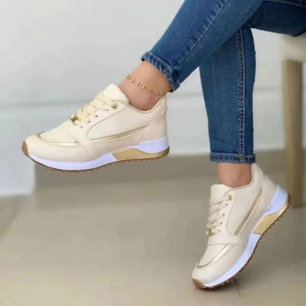 Women's Sneakers - Breathable Fabric - Cushioned Sole - Stylish Lace-Up Casual Wear