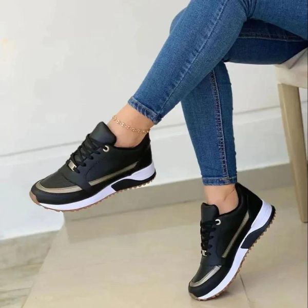 Women's Sneakers - Breathable Fabric - Cushioned Sole - Stylish Lace-Up Casual Wear