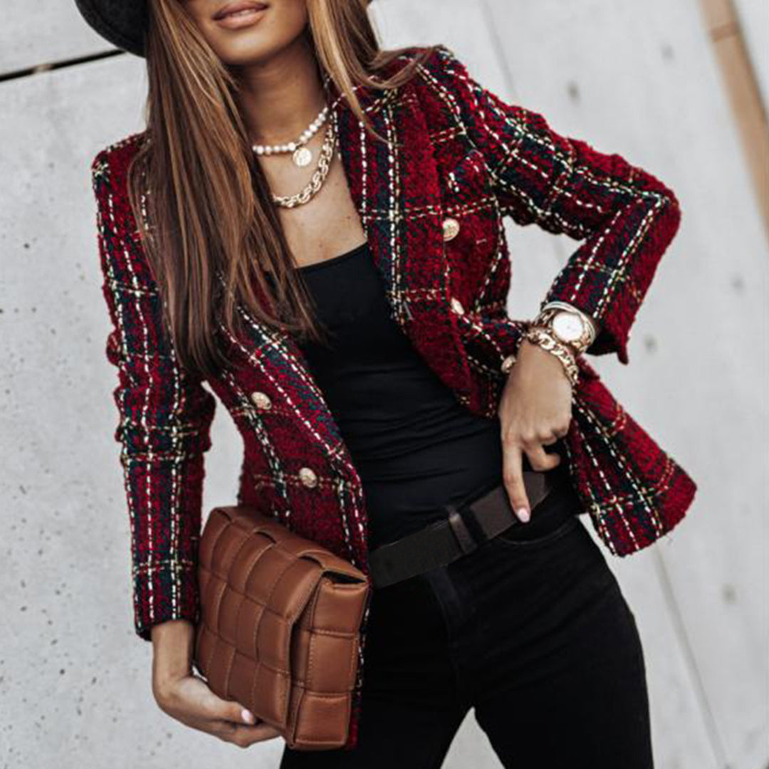 Women's printed double-breasted blazer
