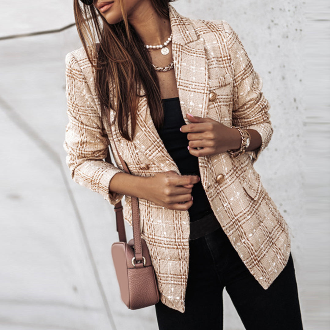 Women's printed double-breasted blazer