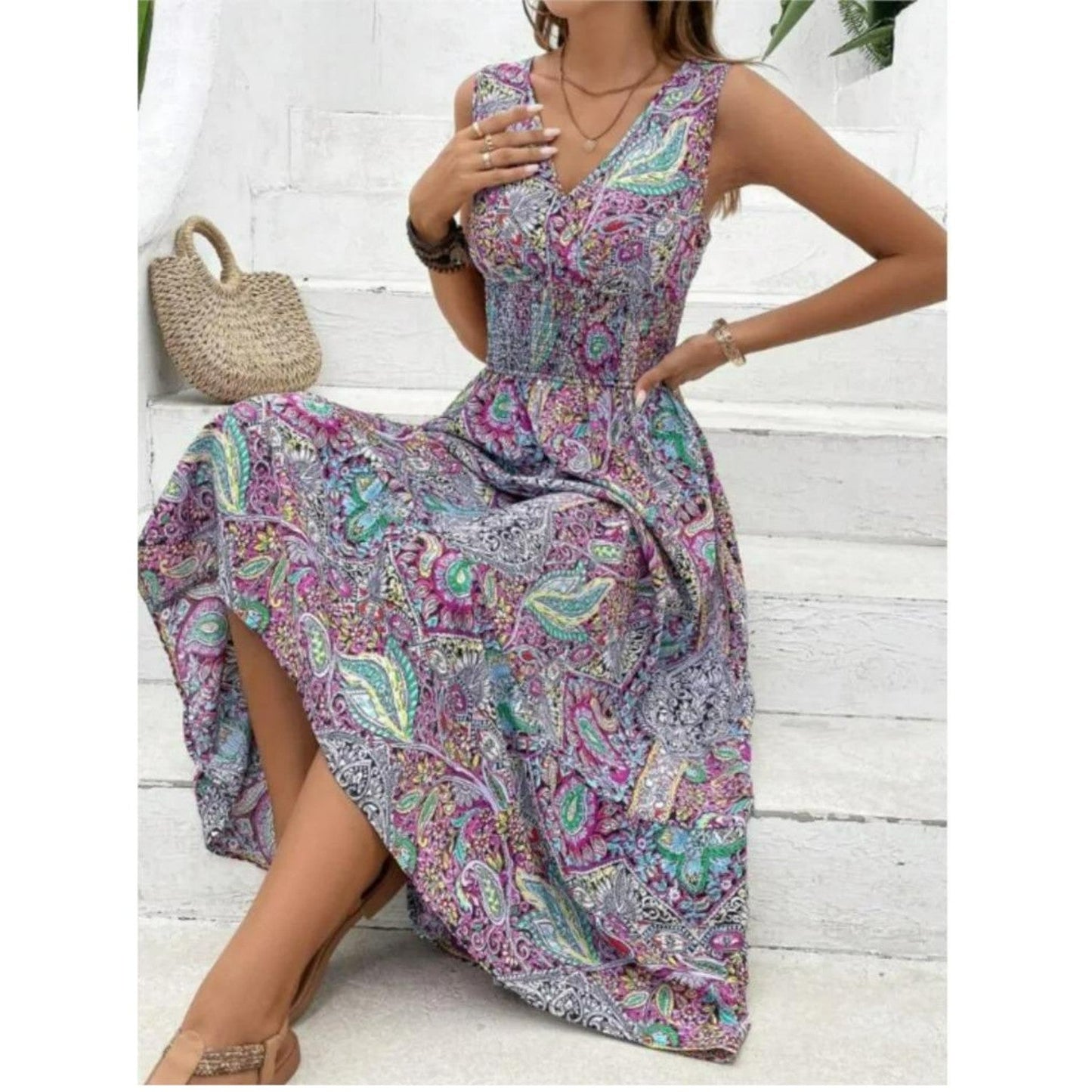 Lisa - Sleeveless colorful summer dress