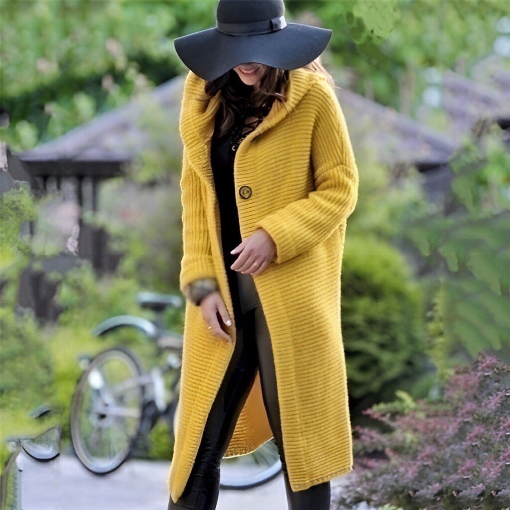 Women's long hooded cardigan