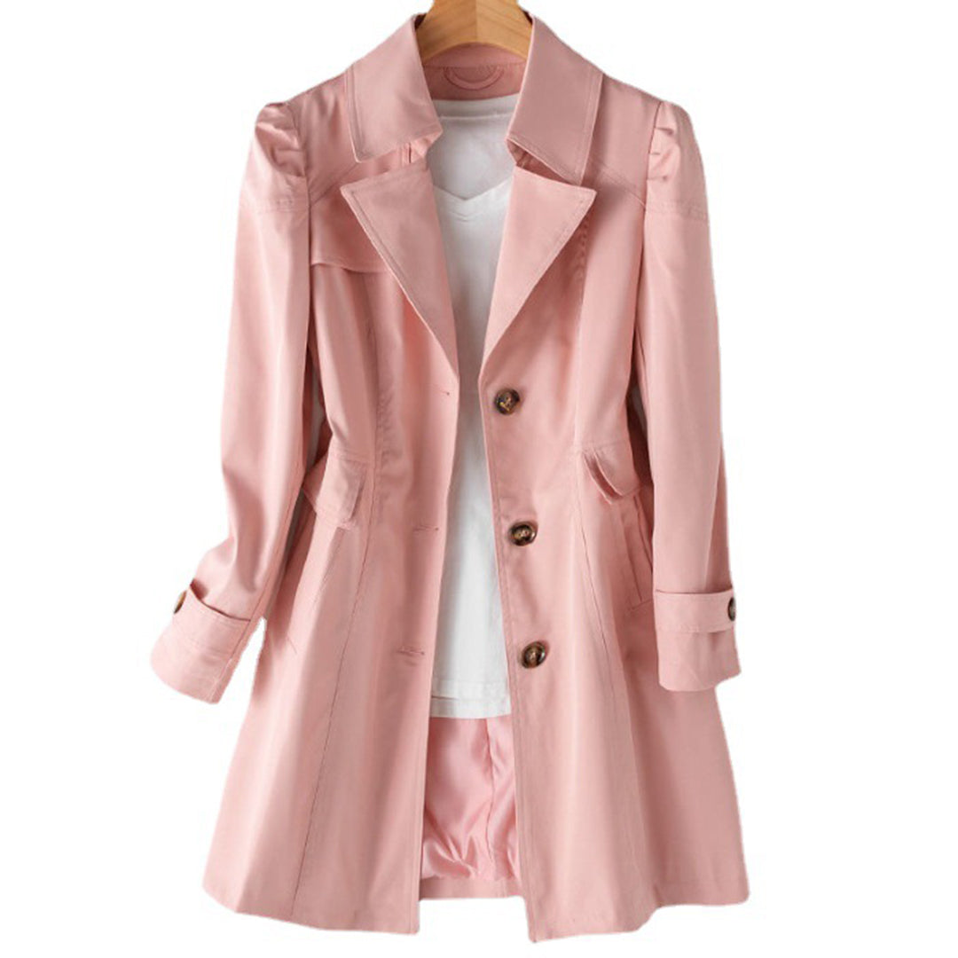 Women's spring/autumn double-breasted lapel midi trench coat