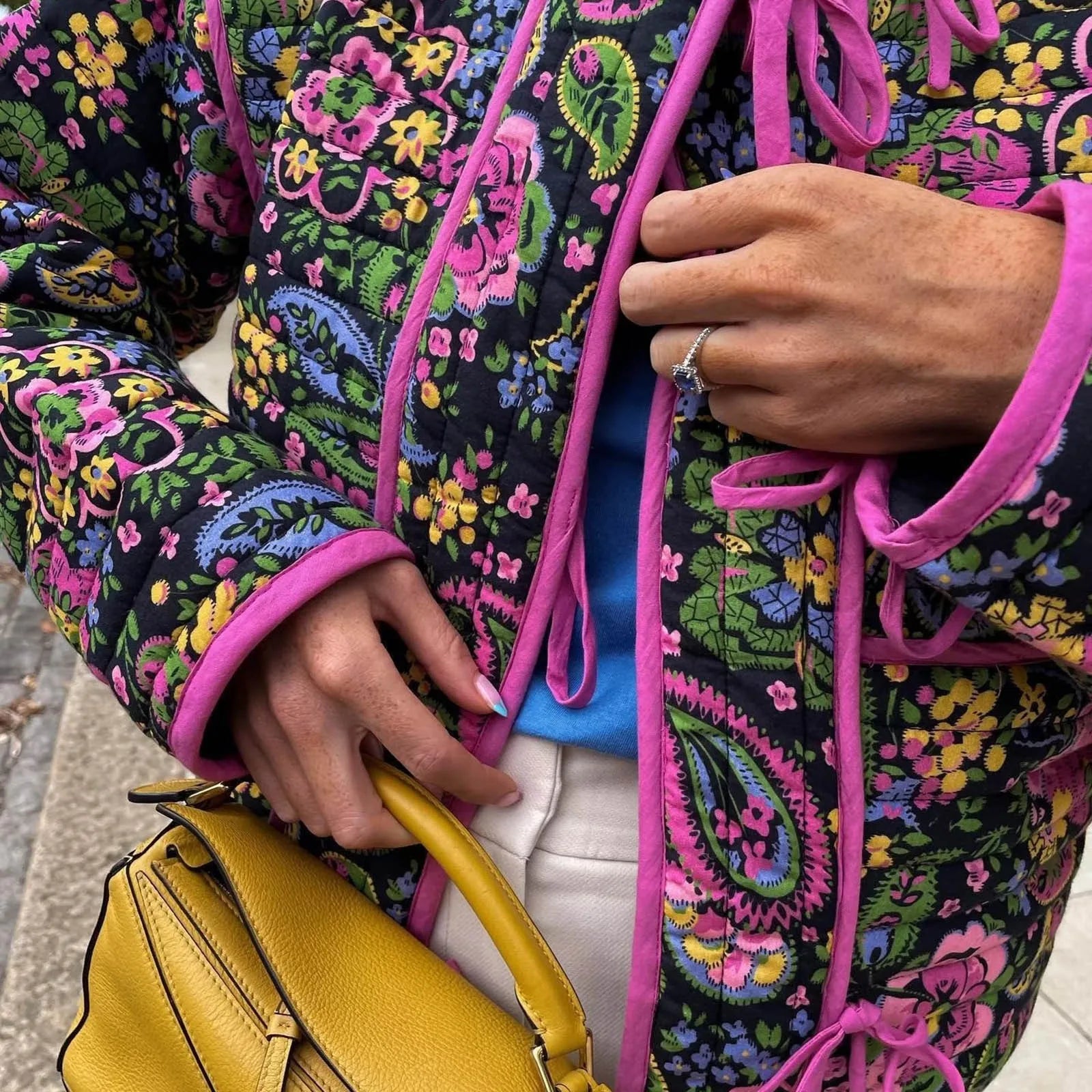 Floral Print Lace Detail Jacket