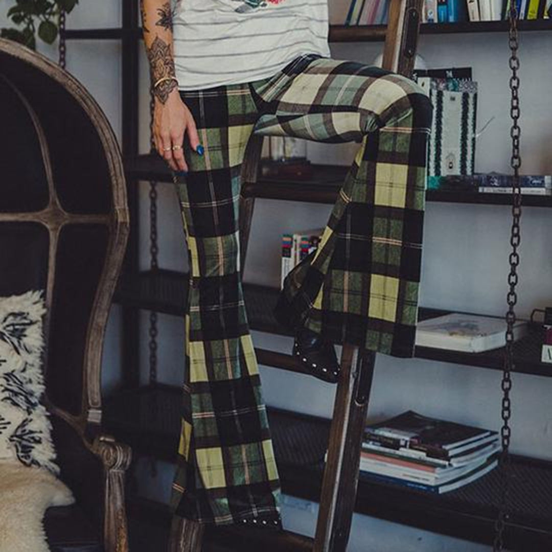 High waist flared trousers for women