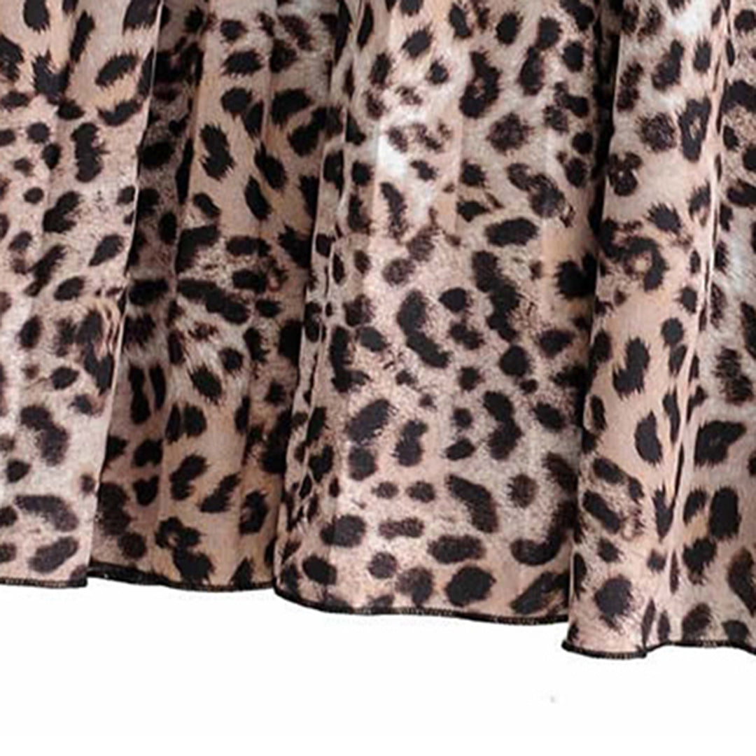 Retro printed a-line skirt with high waist and pleated design for women