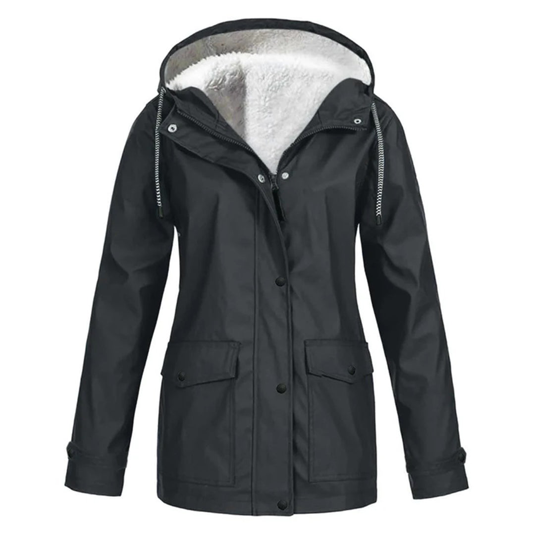 Plus velvet hooded jacket for women
