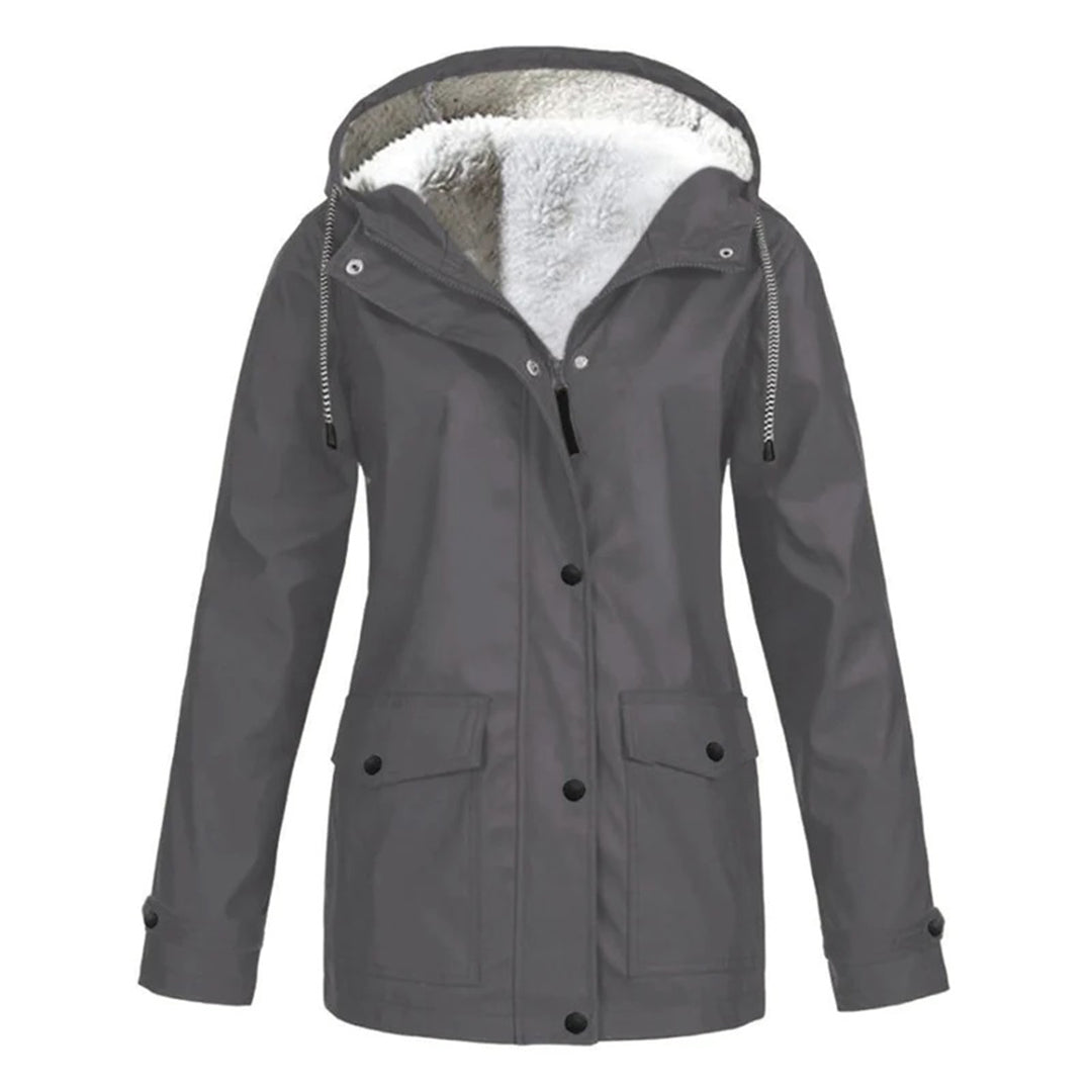 Plus velvet hooded jacket for women