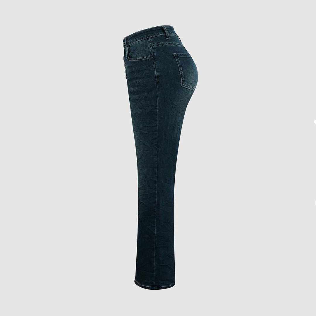 Women's Jeans - Tapered Fit - Button-Fly Closure - Five-Pocket Casual Denim