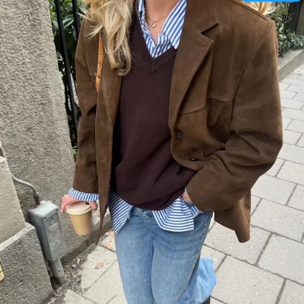 Women's retro loose casual long-sleeved suit