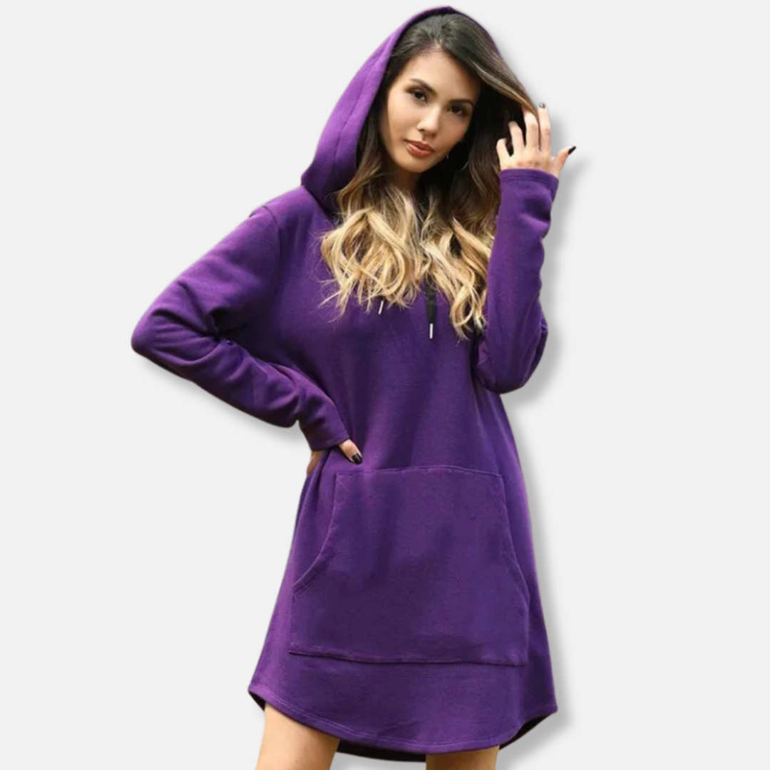 Relaxed Cotton Blend Hoodie Dress