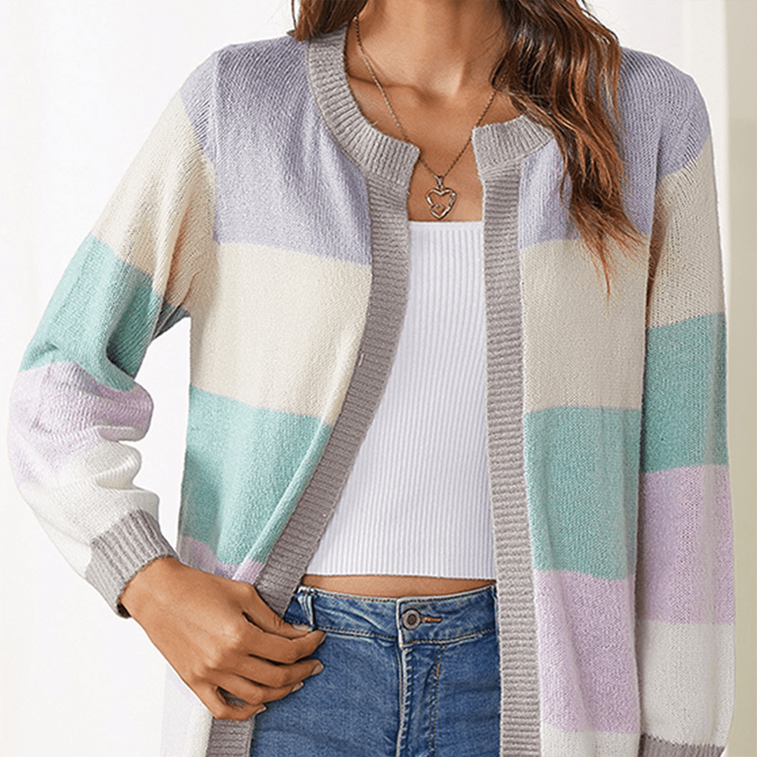 Women's candy color knitted cardigan