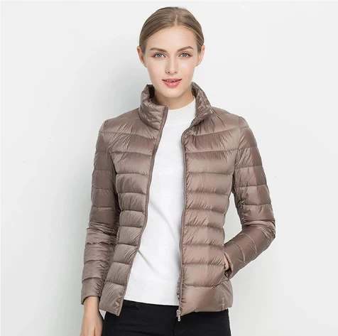 Women's notched zip-up padded slim fit jacket
