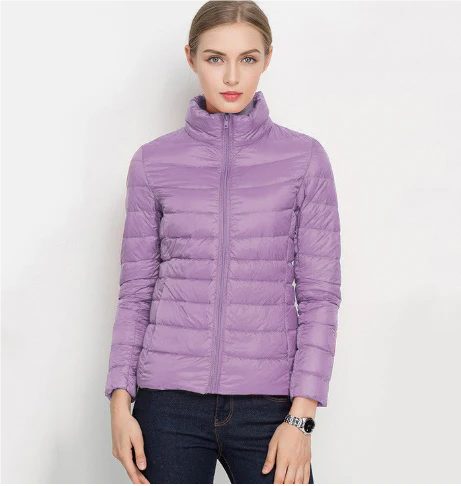 Women's notched zip-up padded slim fit jacket