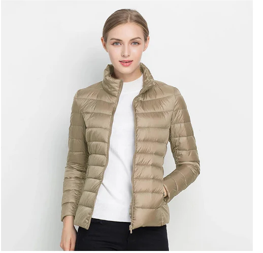 Women's notched zip-up padded slim fit jacket