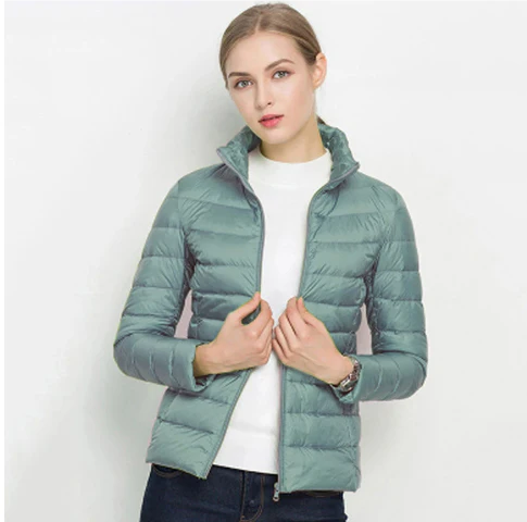 Women's notched zip-up padded slim fit jacket