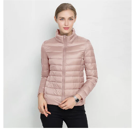 Women's notched zip-up padded slim fit jacket