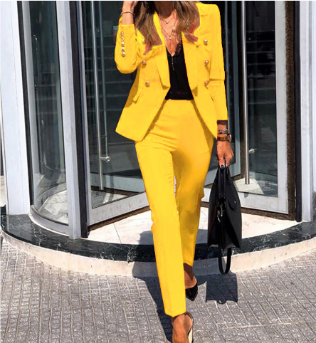 Women's elegant two piece set with long straight sleeve pants