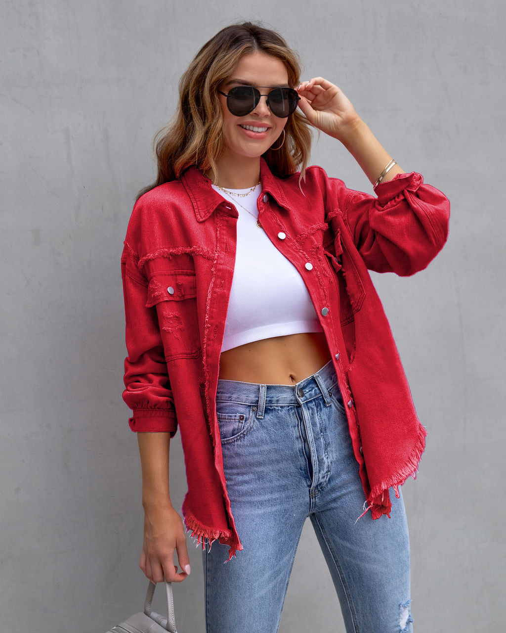 Women's torn denim jacket