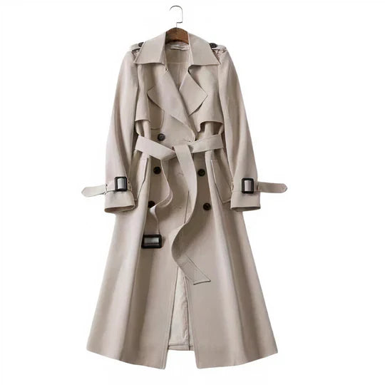 Women's long belted trench coat