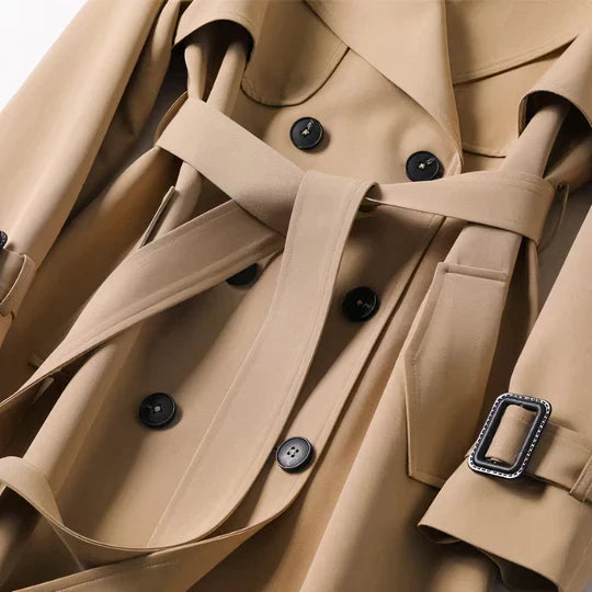 Women's long belted trench coat