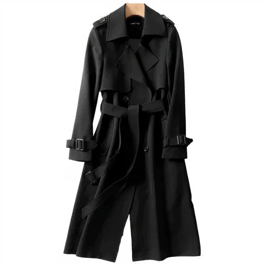 Women's long belted trench coat