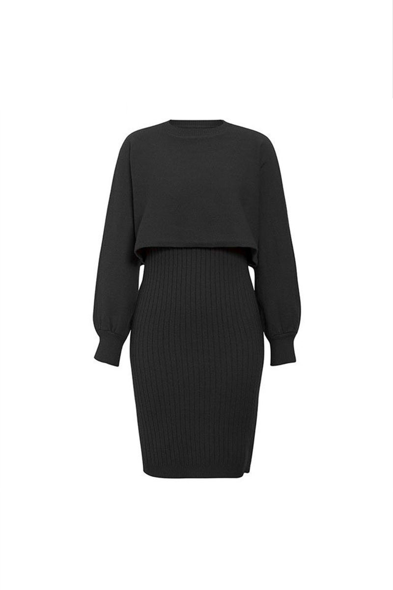 Rowea - ribbed long-sleeve two-piece dress set