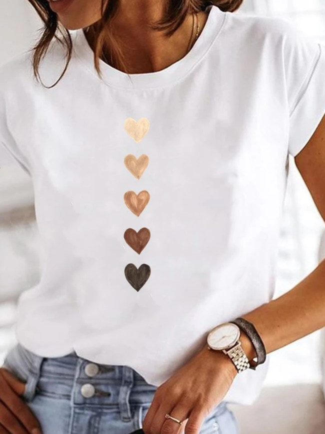 Frau mit Blumen Bedrucktes T-Shirt für Damen