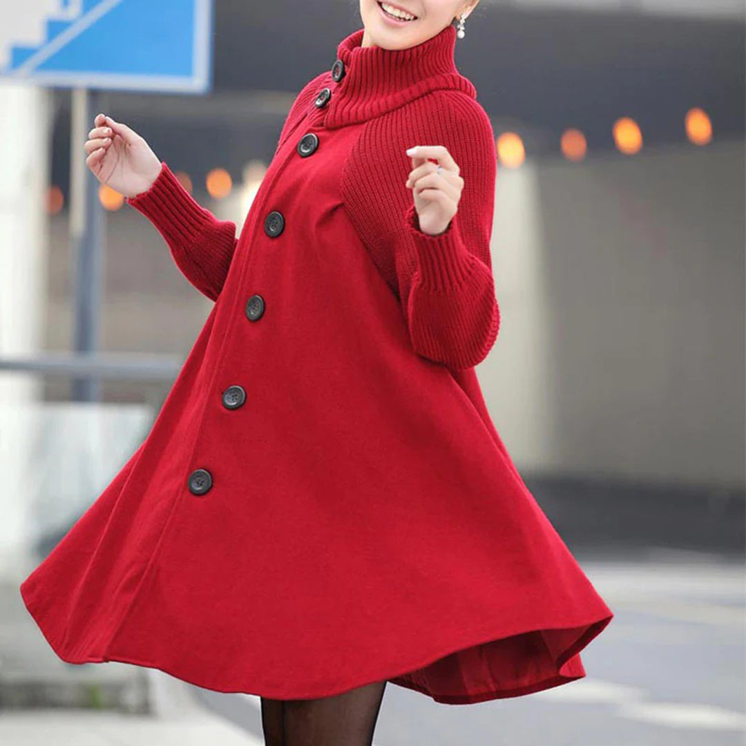 Women's woolen cape winter coat dress