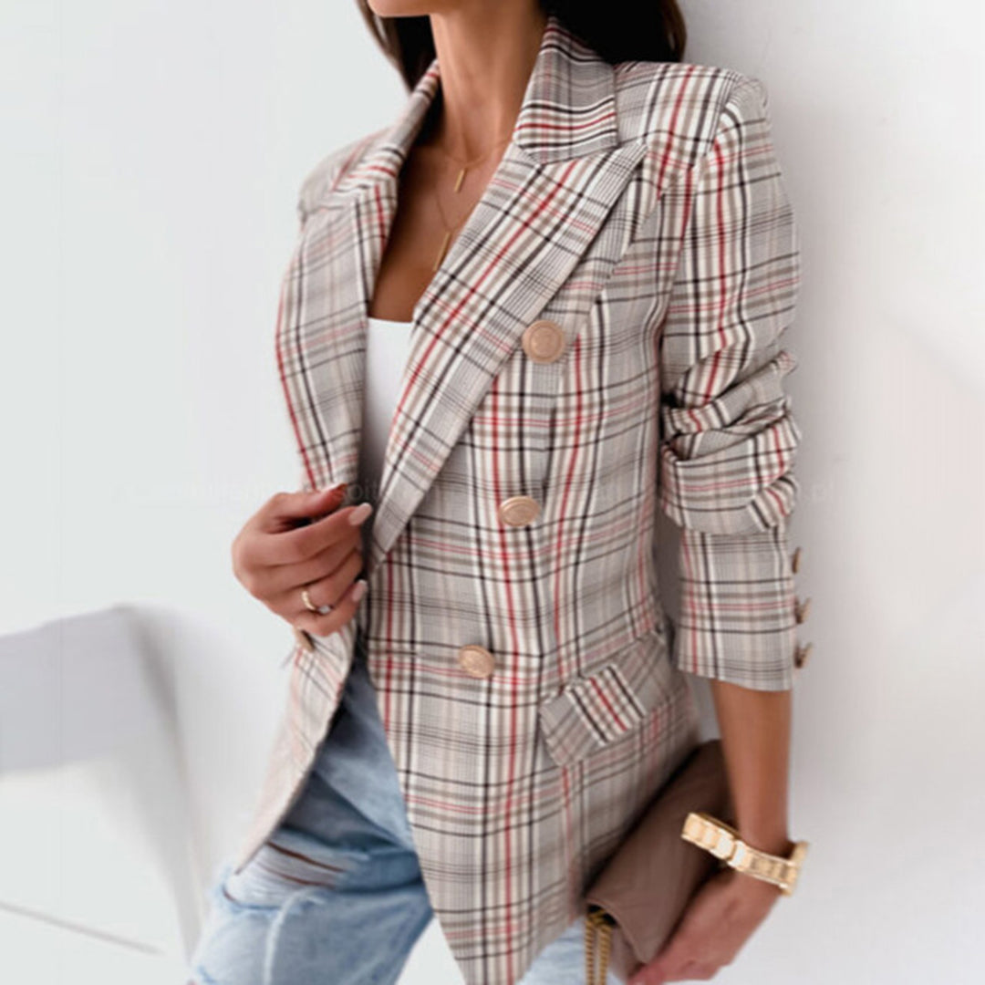 Women's casual checked blazer