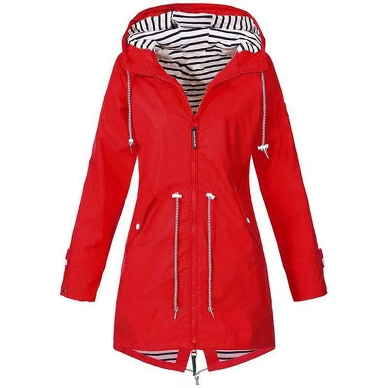 Women's waterproof hooded raincoat