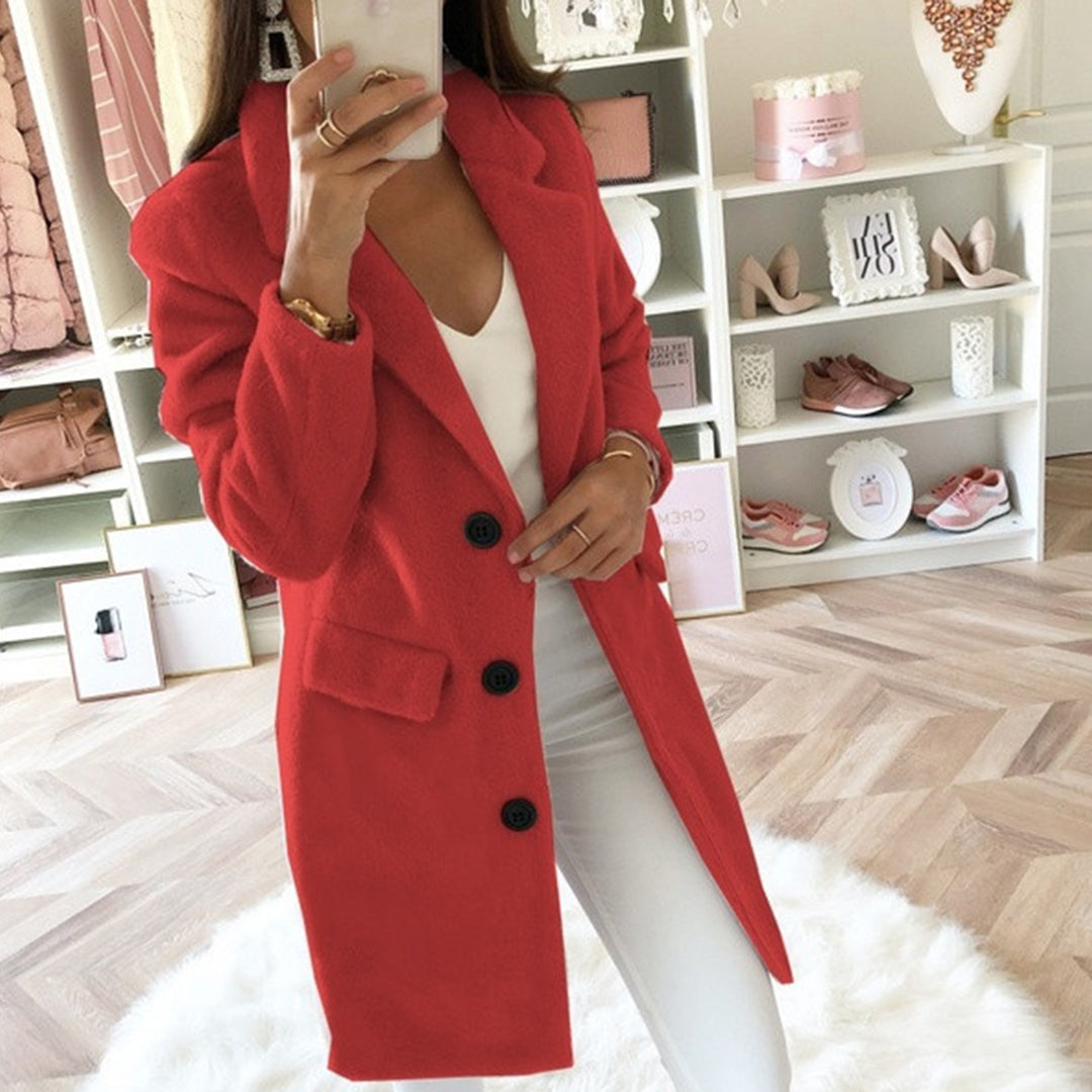 Women's mid-length single-breasted coat