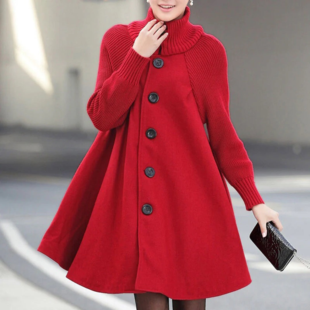 Women's woolen cape winter coat dress