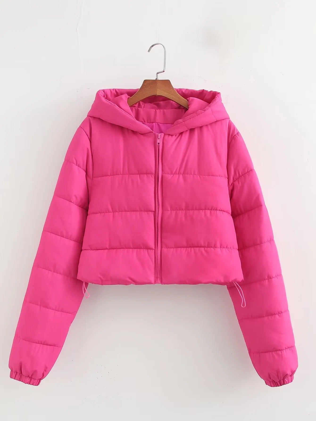 Women's hooded cropped slim winter jacket