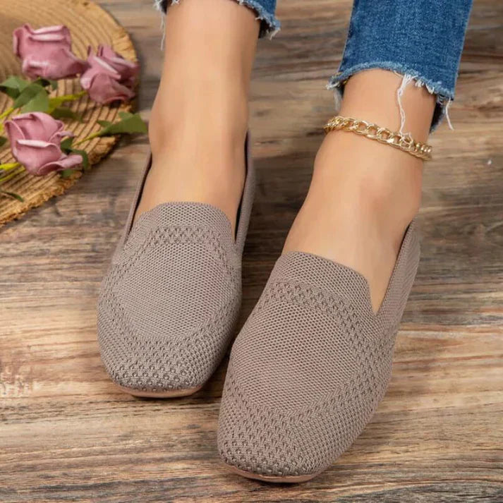 Women's Slip-On Loafers - Breathable Knit Mesh - Lightweight & Flexible - Round Toe