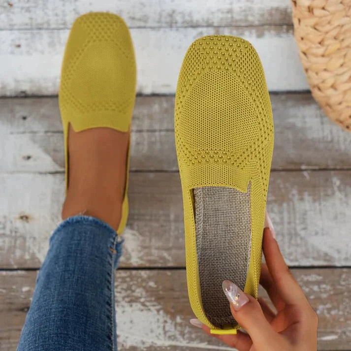 Women's Slip-On Loafers - Breathable Knit Mesh - Lightweight & Flexible - Round Toe