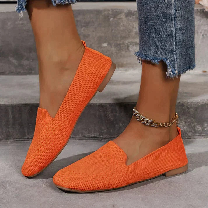 Women's Slip-On Loafers - Breathable Knit Mesh - Lightweight & Flexible - Round Toe