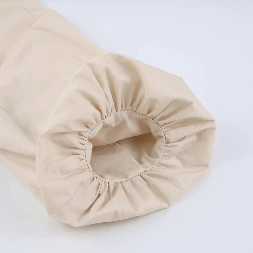 Puff Sleeve Cut-Out A-Line Midi Dress