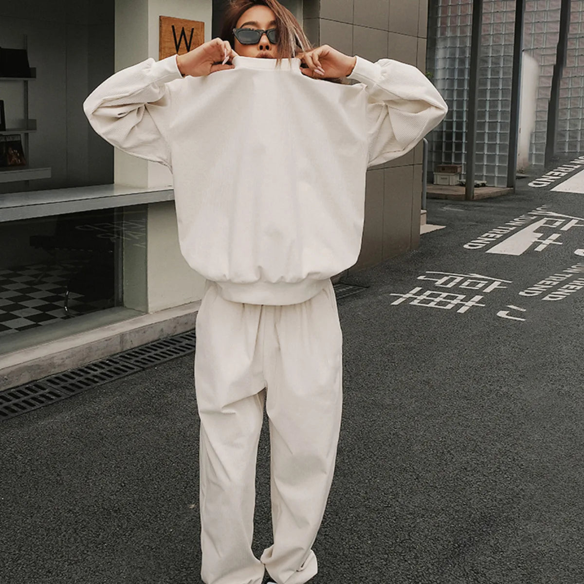 Women's casual athleisure sweater and matching pants set
