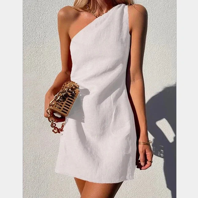 Women’s One-Shoulder Dress – Fitted Silhouette – Elegant Asymmetrical Design