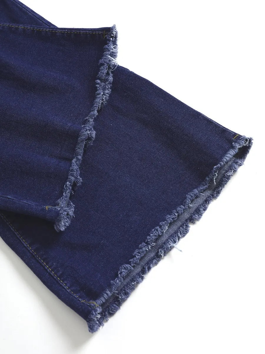 High waist flared jeans with high elasticity for women