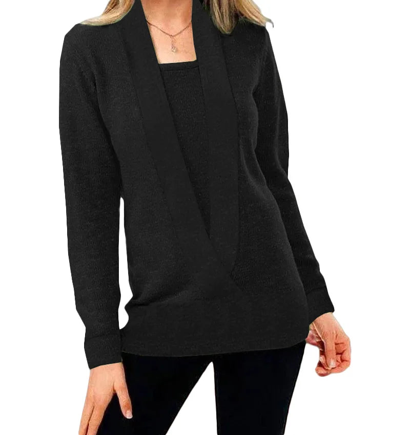 Women's deep V-neck long-sleeved sweater